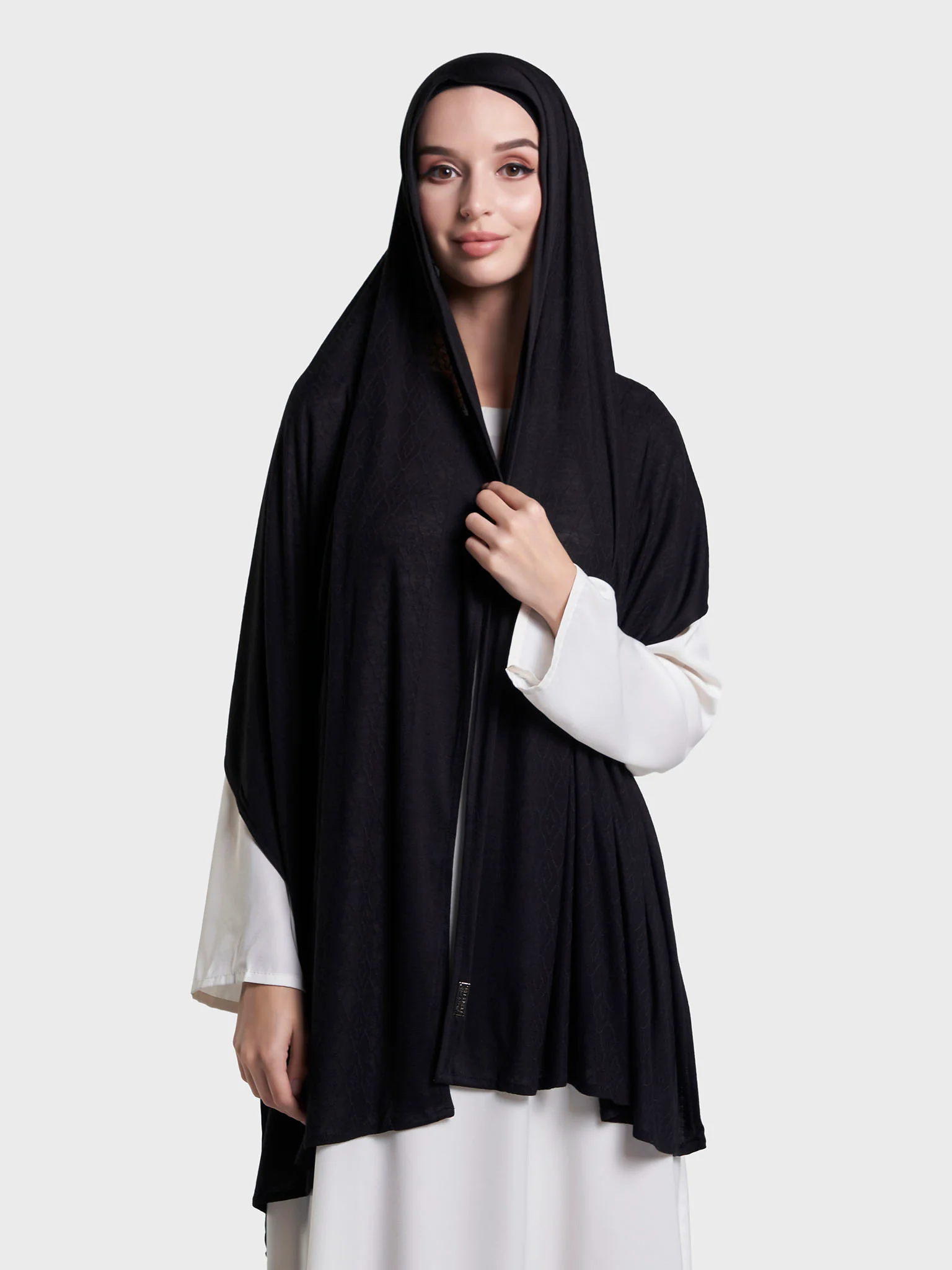 Solid Self Design Geo Pattern Jacquard Print Hijab (KP18209L) - Image 14