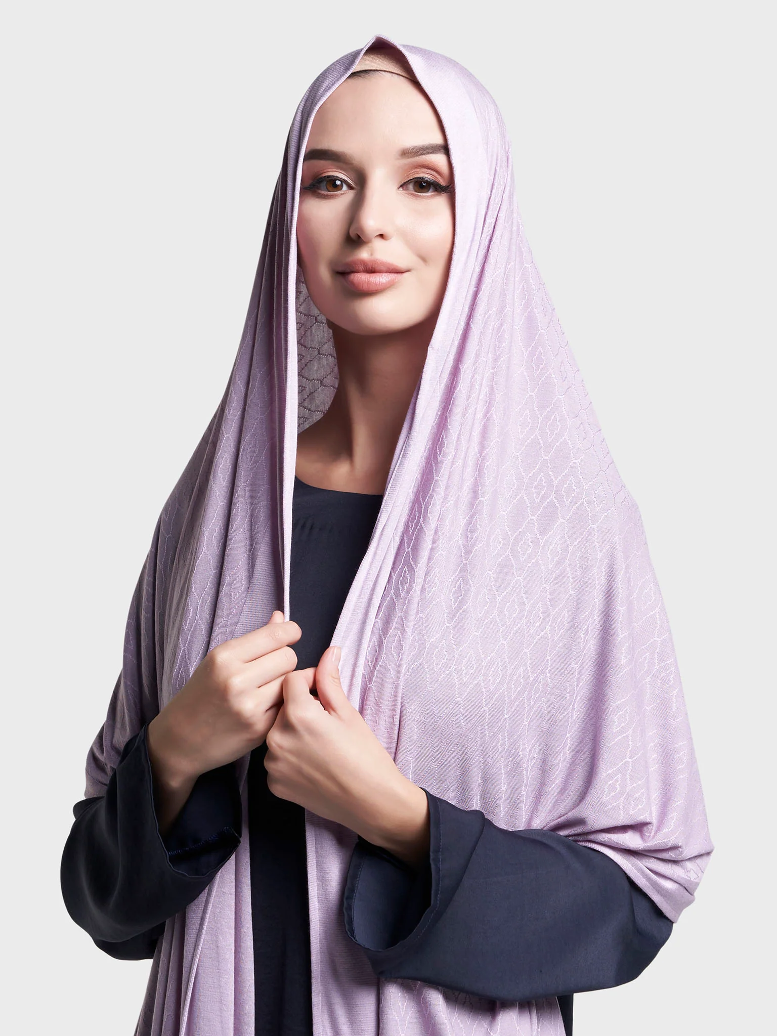 Solid Self Design Geo Pattern Jacquard Print Hijab (KP18209L) - Image 16