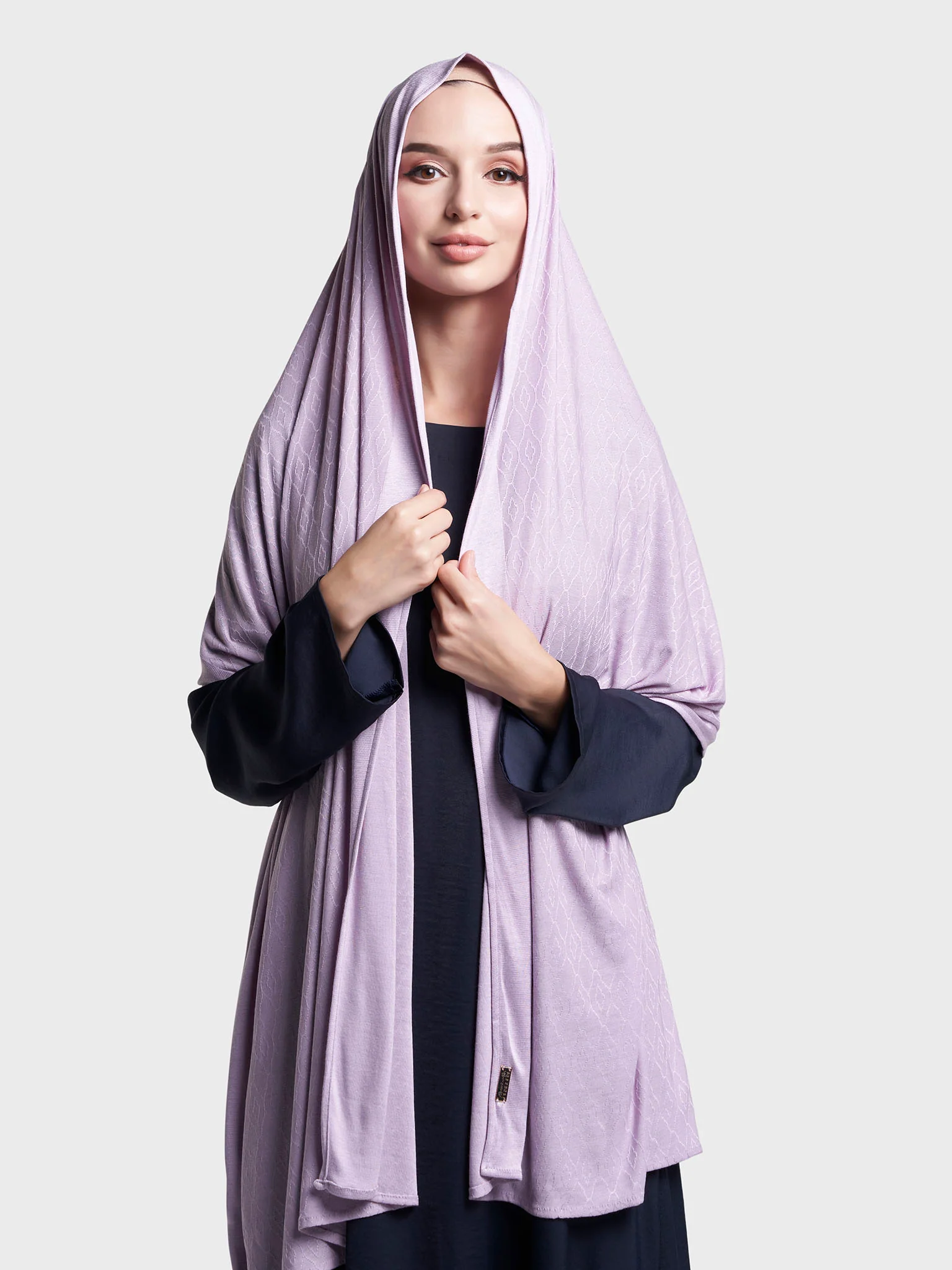 Solid Self Design Geo Pattern Jacquard Print Hijab (KP18209L) - Image 18
