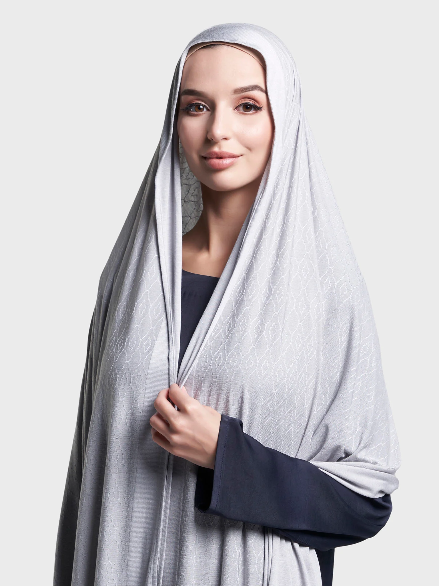 Solid Self Design Geo Pattern Jacquard Print Hijab (KP18209L) - Image 19